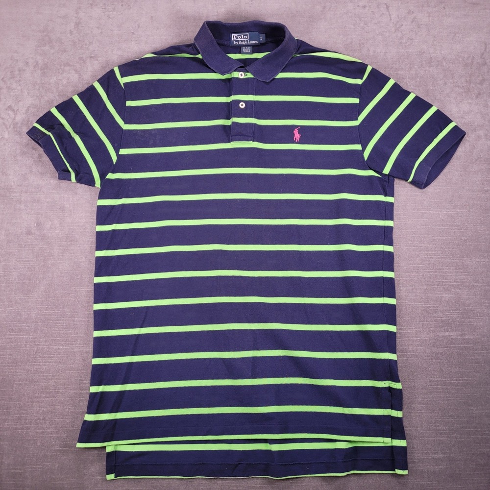 Polo Ralph Lauren Y2K Striped Polo Shirt Short Sleeve Classic Fit Casual Lg‎